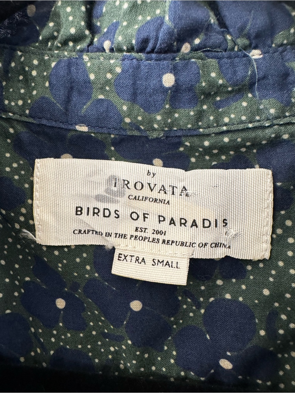 Birds Of Paradis By Travota Floral Blouse in Navy Fleur Sz XS - Picture 10 of 11